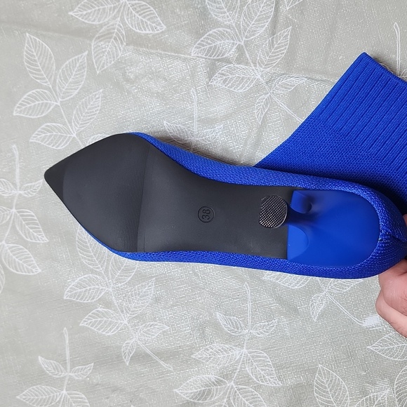 Blue High Heel Knit Boot - Picture 6 of 8